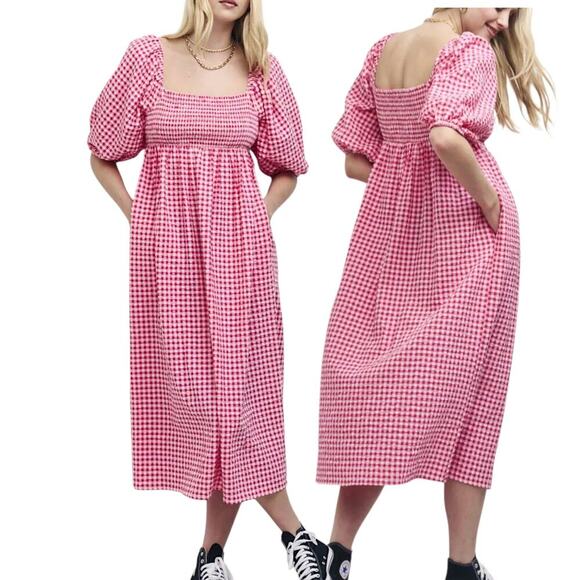 Nobody's Child Dresses & Skirts - Nobody’s Child Women's ‘Kylie’ Midi Smock Dress Gingham Red/Pink Size UK 10 US 6